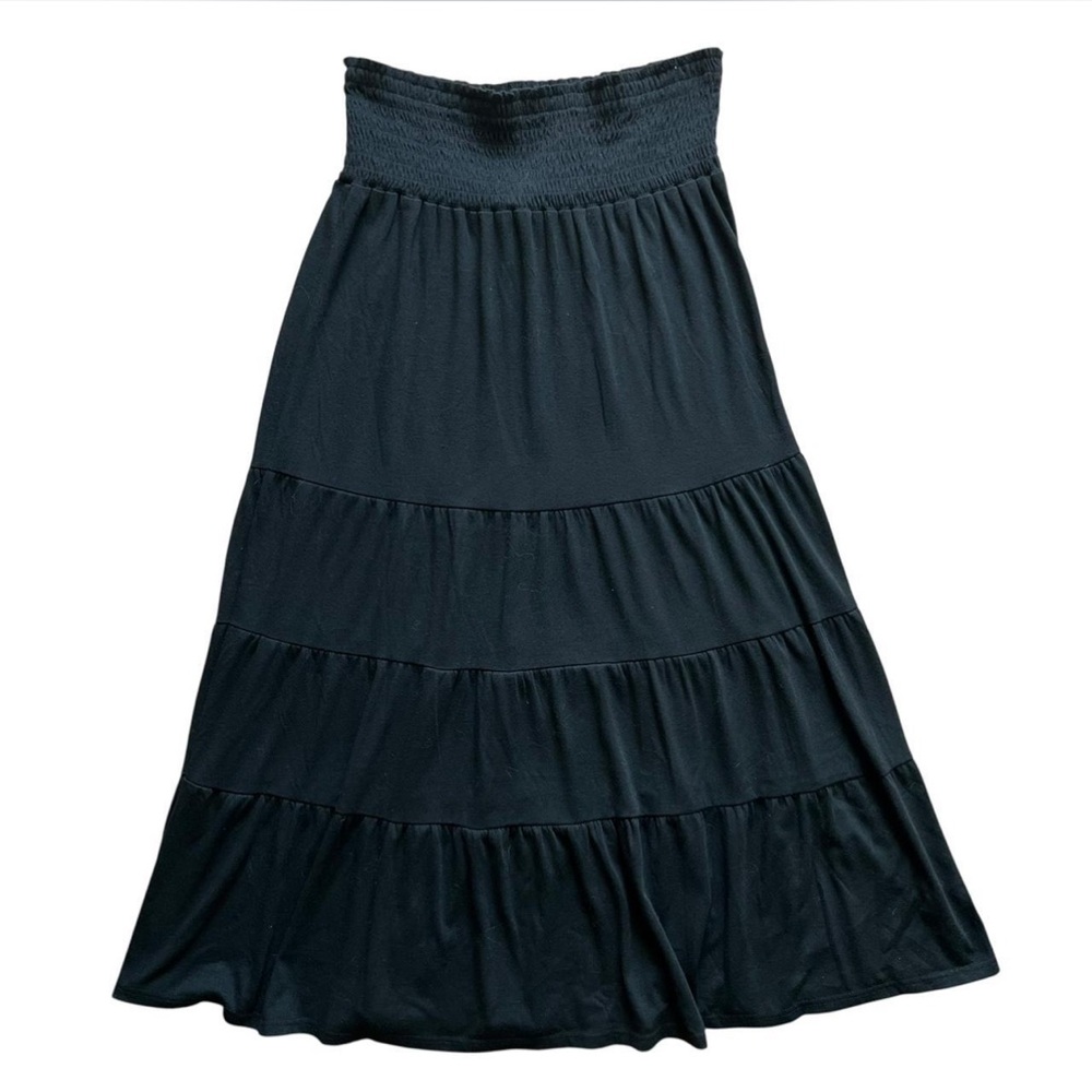Women’s Black Boho WhimsyGoth Witchy Tiered Maxi Skirt Sz XL